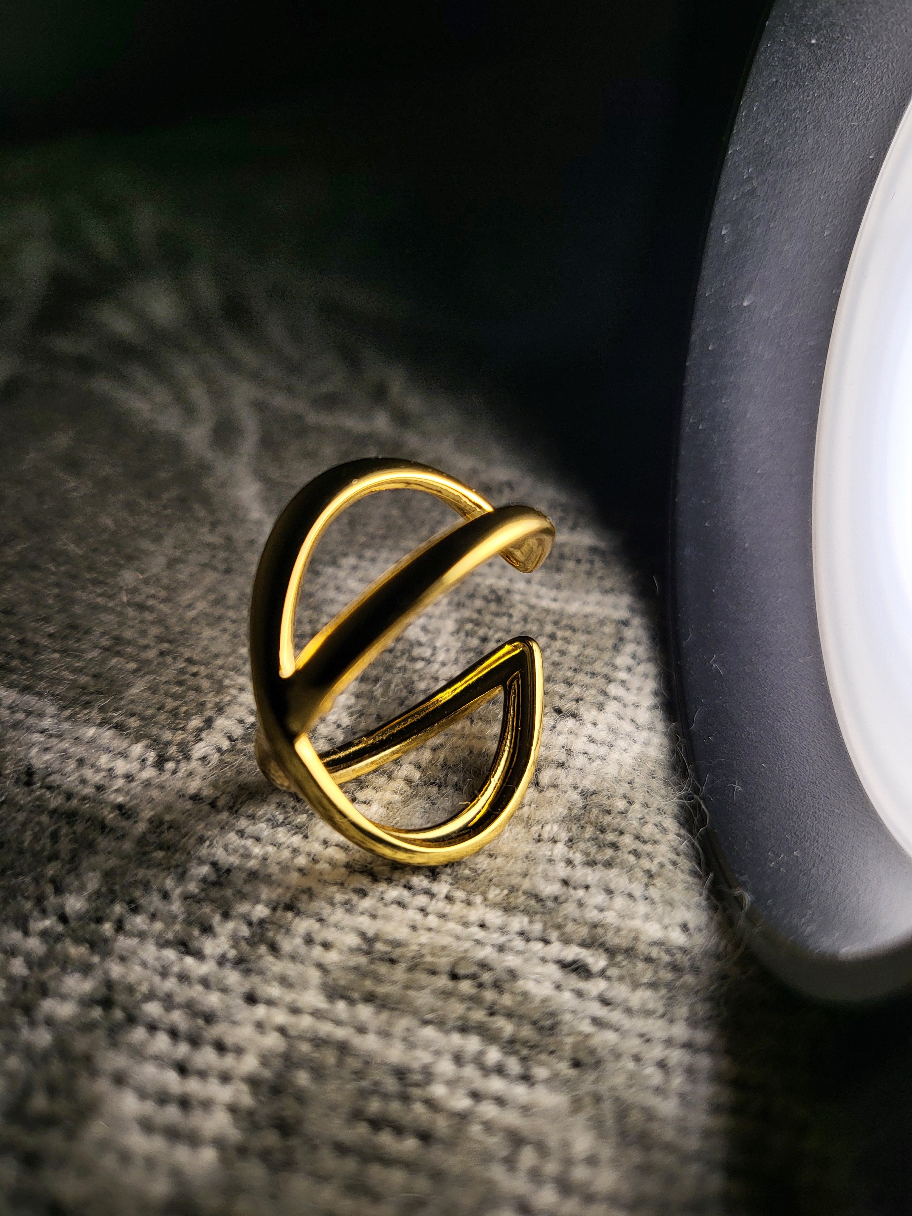 Aurevia Criss-Cross Gold Ring for Women | Adjustable Waterproof Anti-Tarnish Ring