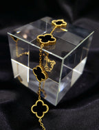 Varyn™ Anti-Tarnish Black Clover Charm Bracelet – Waterproof 18K Gold Plated 5-Motif Luxury Jewelry
