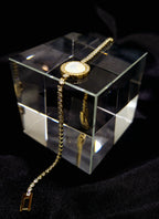 Meridian™ Anti-Tarnish Gold Tennis Halo Bracelet – Waterproof 18K Gold Plated Pearl & Crystal Jewelry