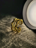 Estelle Alternating Smooth and Beaded Multi-Row Wave Ring