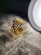 Solara Multi-Row Criss-Cross Wire Gold Statement Ring