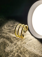 Kairo Triple Row Beaded Wire Spiral Wrap Gold Ring