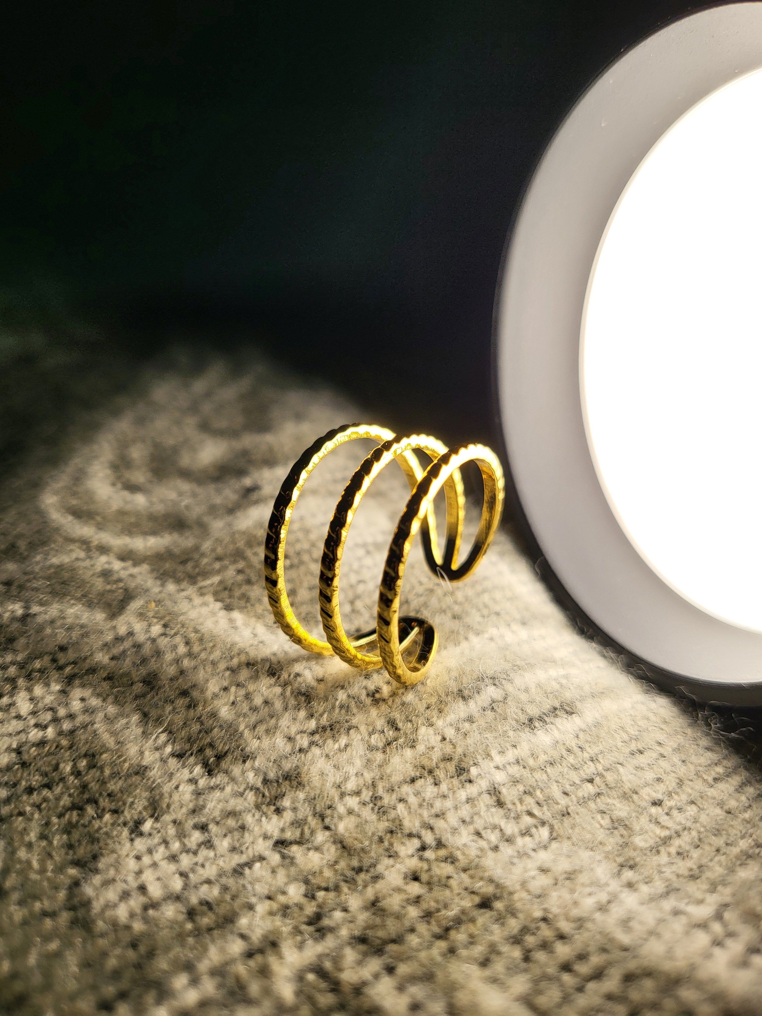 Kairo Triple Row Beaded Wire Spiral Wrap Gold Ring