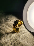 Isolde Gold Sculpted Leaf Branch Open Band Ring
