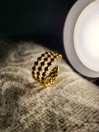 Vespera Gold Triple Row Beaded Bubble Statement Ring