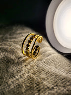 Solviera Gold Plated Stainless Steel Layered Ring for Women | Adjustable Waterproof Anti-Tarnish Ring