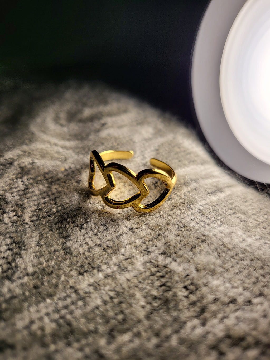 Mirelle Gold Open-Cut Triple Heart Ring
