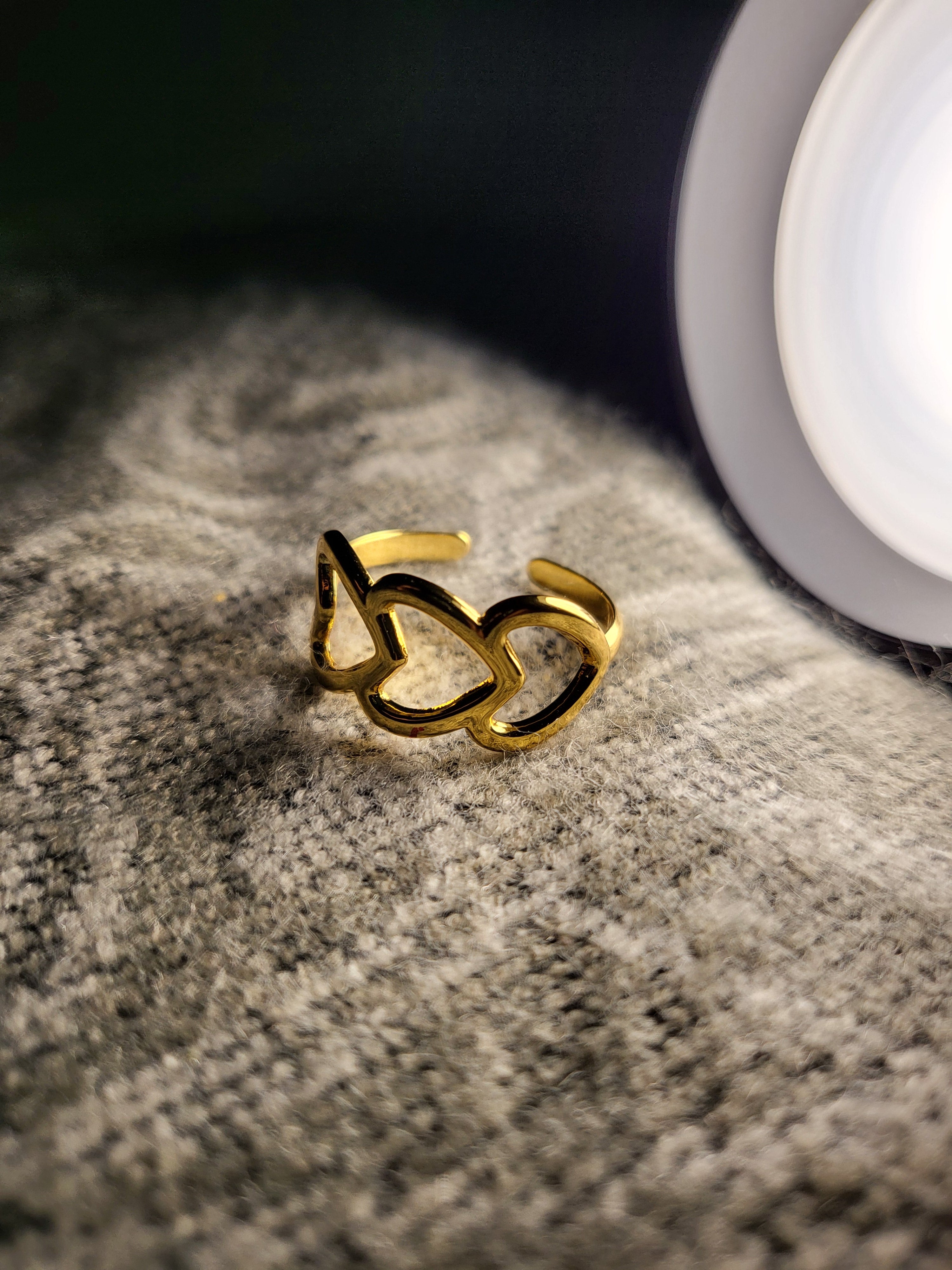 Mirelle Gold Open-Cut Triple Heart Ring
