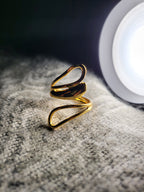 Sylvera Abstract Molten Drop and Open Loop Bypass Gold Ring