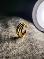 Nyra Asymmetric Multi-Row Criss-Cross Wire Gold Ring