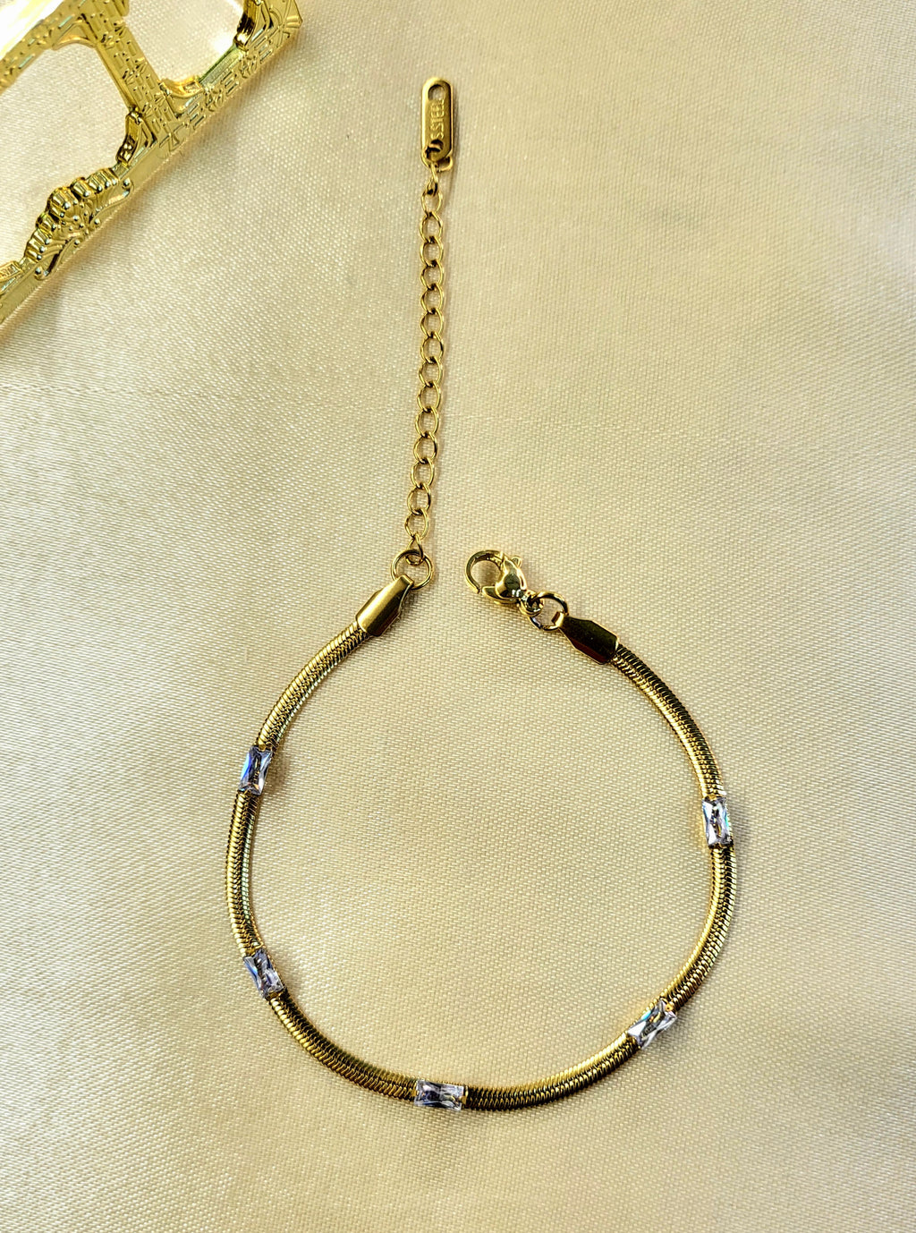 Avior Anti-Tarnish Stainless Steel Gold Plated Zircon Bracelet