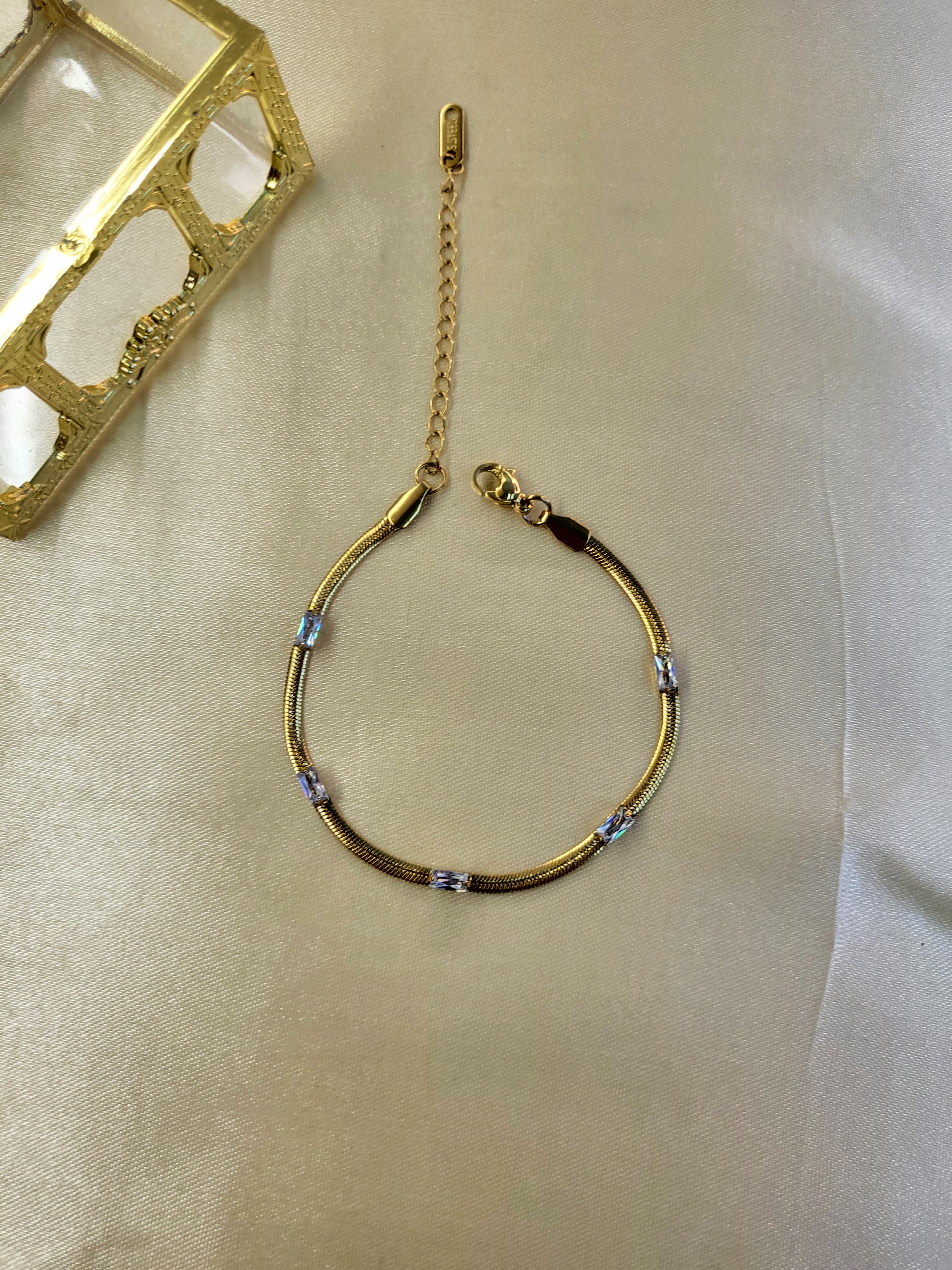 Avior Anti-Tarnish Stainless Steel Gold Plated Zircon Bracelet