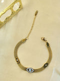 Elyon Anti-Tarnish Stainless Steel Gold Plated Evil Eye Mesh Bracelet