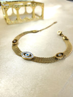 Elyon Anti-Tarnish Stainless Steel Gold Plated Evil Eye Mesh Bracelet
