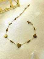 Orven™ Dainty Anti-Tarnish Gold Heart Charm Bracelet – Waterproof 18K Gold Plated Minimalist Jewelry