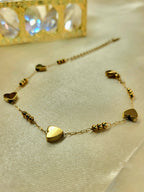 Orven™ Dainty Anti-Tarnish Gold Heart Charm Bracelet – Waterproof 18K Gold Plated Minimalist Jewelry