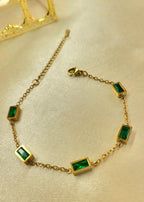 Arve™ Anti-Tarnish Emerald Green Baguette Bracelet – Waterproof 18K Gold Plated Vintage Luxury Jewelry