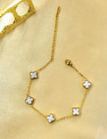 Oryn™ Anti-Tarnish White Mother-of-Pearl Clover Bracelet – Waterproof 18K Gold Plated 5-Motif Luxury Jewelry