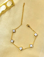 Oryn™ Anti-Tarnish White Mother-of-Pearl Clover Bracelet – Waterproof 18K Gold Plated 5-Motif Luxury Jewelry