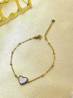 Axis™ Anti-Tarnish Dainty Mother-of-Pearl Heart Bracelet – Waterproof 18K Gold Plated Minimalist Beaded Jewelry