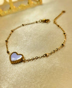 Axis™ Anti-Tarnish Dainty Mother-of-Pearl Heart Bracelet – Waterproof 18K Gold Plated Minimalist Beaded Jewelry