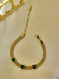 Nova™ Anti-Tarnish Gold Mesh Emerald Bracelet – Waterproof 18K Gold Plated Wide Woven Vintage Luxury Jewelry