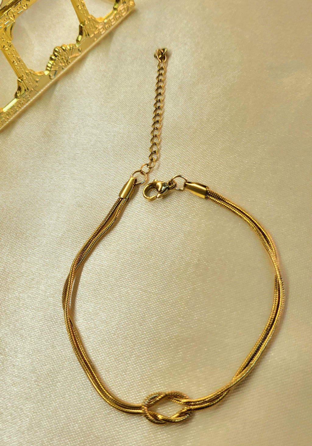 Prism™ Anti-Tarnish Double Strand Gold Knot Bracelet – Waterproof 18K Gold Plated Minimalist Love Knot Jewelry