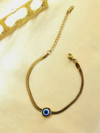 Orbit™ Anti-Tarnish Gold Evil Eye Herringbone Bracelet – Waterproof 18K Gold Plated Protection Jewelry