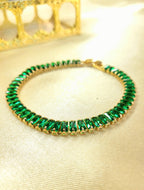 Ember™ Anti-Tarnish Emerald Green Baguette Tennis Bracelet – Waterproof 18K Gold Plated Vintage Luxury Jewelry