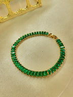 Ember™ Anti-Tarnish Emerald Green Baguette Tennis Bracelet – Waterproof 18K Gold Plated Vintage Luxury Jewelry