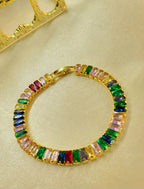 Eclipse™ Anti-Tarnish Rainbow Baguette Tennis Bracelet – Waterproof 18K Gold Plated Multi-Color Gemstone Jewelry