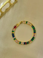 Eclipse™ Anti-Tarnish Rainbow Baguette Tennis Bracelet – Waterproof 18K Gold Plated Multi-Color Gemstone Jewelry