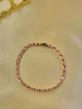 Horizon™ Anti-Tarnish Blush Pink Baguette Tennis Bracelet – Waterproof 18K Gold Plated East-West Pink Gemstone Jewelry