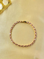 Horizon™ Anti-Tarnish Blush Pink Baguette Tennis Bracelet – Waterproof 18K Gold Plated East-West Pink Gemstone Jewelry