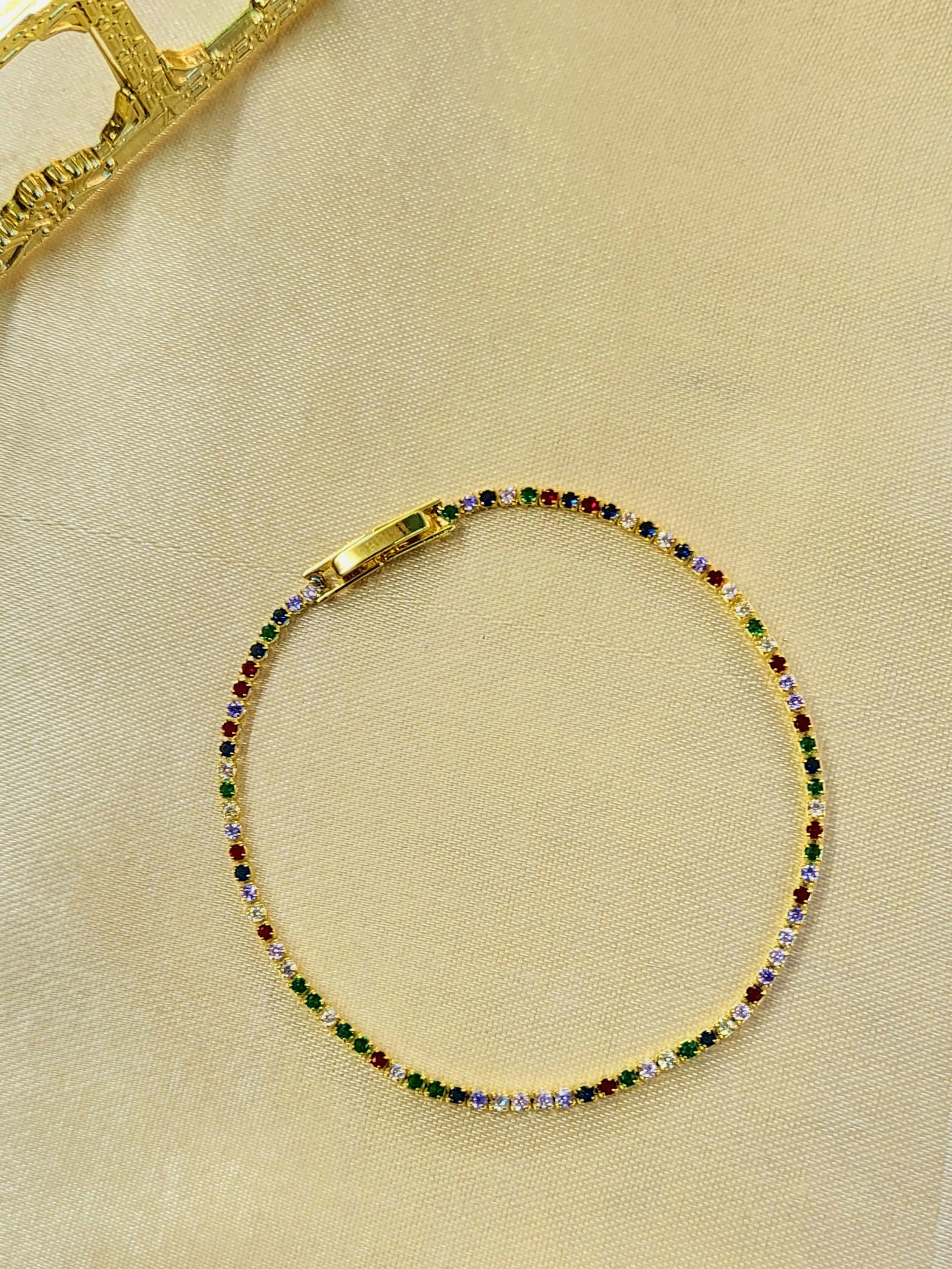 Zenith™ Anti-Tarnish Multi-Color Micro Tennis Bracelet – Waterproof 18K Gold Plated Slim Rainbow Gemstone Jewelry