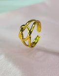 Orlina Gold Plated Stainless Steel Knot Ring for Women | Adjustable Waterproof Anti-Tarnish Ring