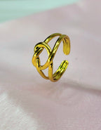 Orlina Gold Plated Stainless Steel Knot Ring for Women | Adjustable Waterproof Anti-Tarnish Ring