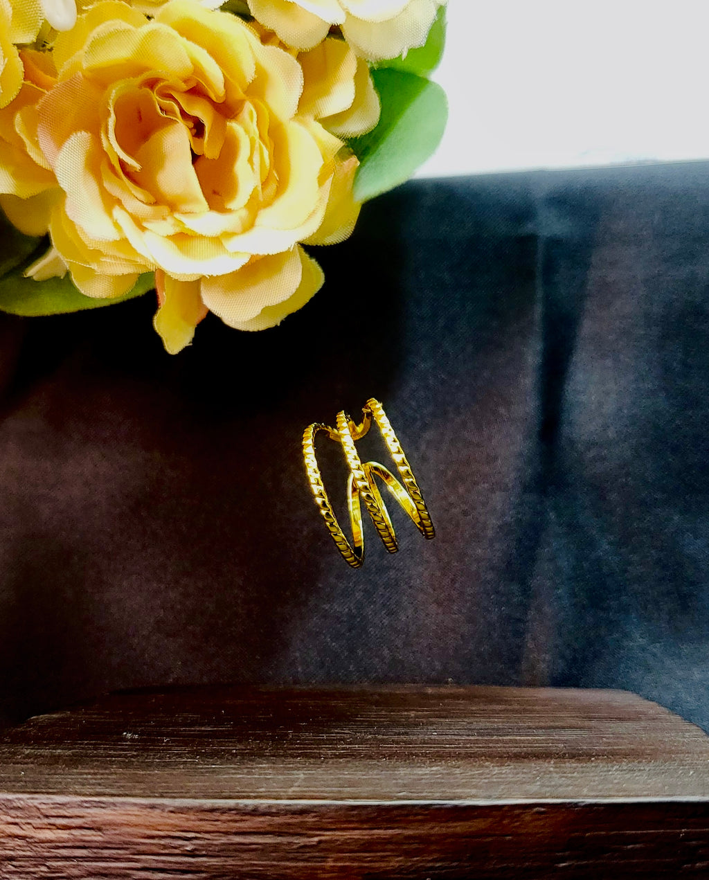 Kairo Triple Row Beaded Wire Spiral Wrap Gold Ring