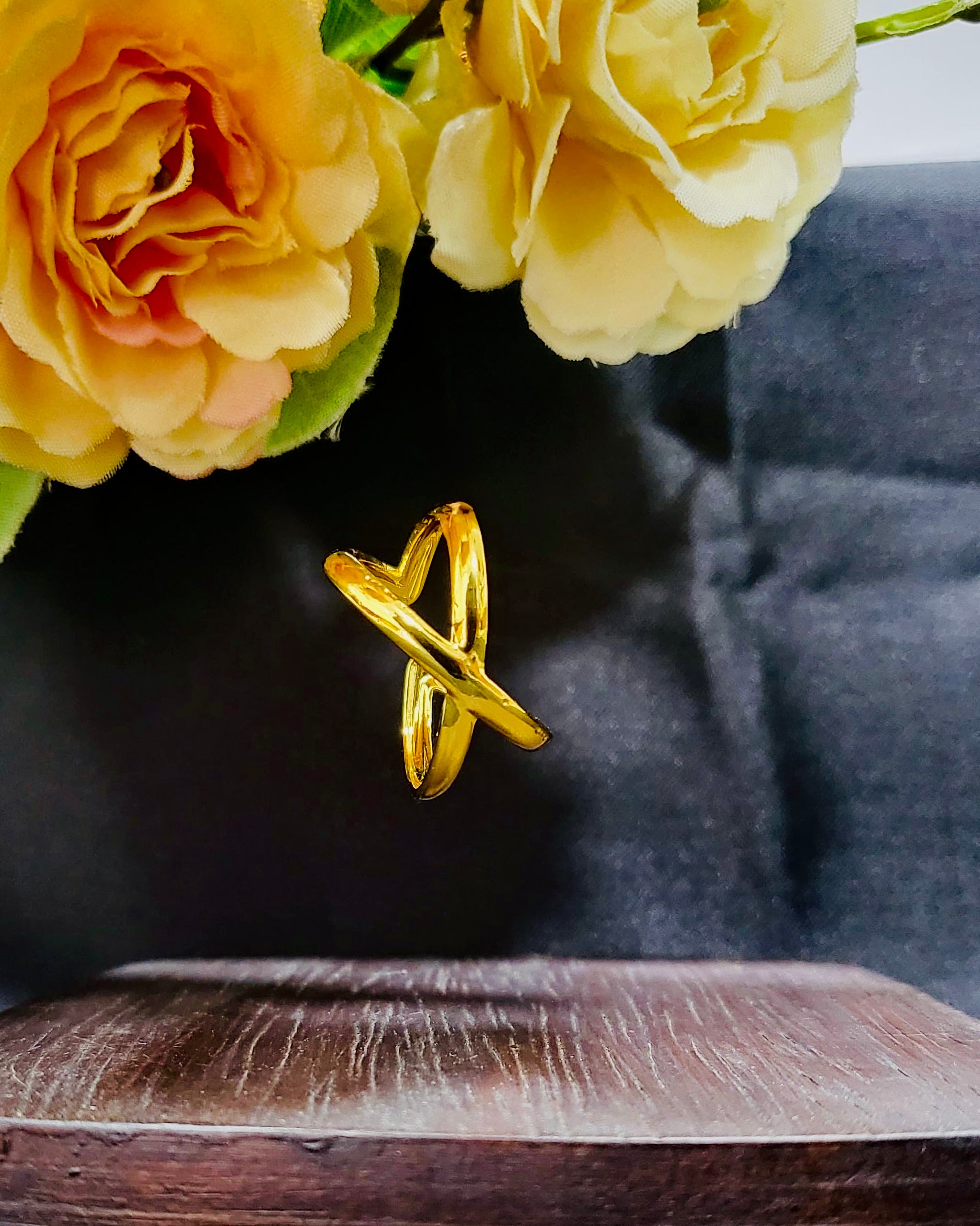 Aurevia Criss-Cross Gold Ring for Women | Adjustable Waterproof Anti-Tarnish Ring