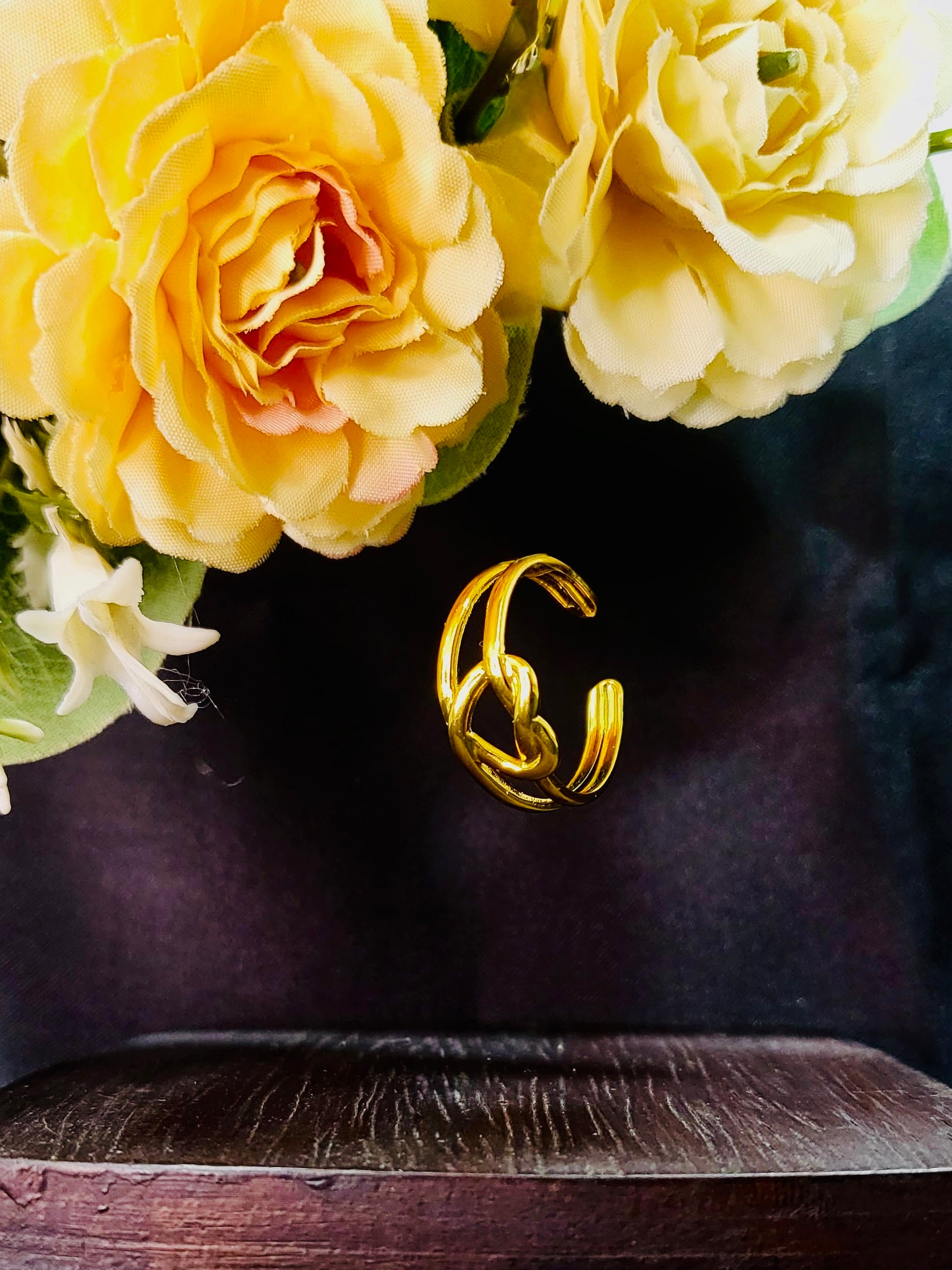 Orlina Gold Plated Stainless Steel Knot Ring for Women | Adjustable Waterproof Anti-Tarnish Ring