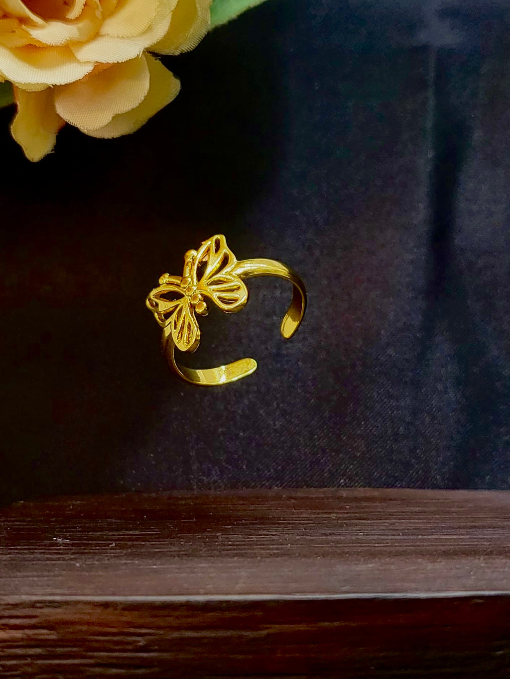 Calyra Gold Filigree Butterfly Open Statement Ring