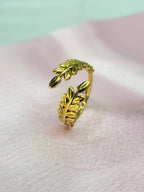 Novera Gold Sculpted Bypass Leaf Branch Open Ring