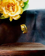 Nyra Asymmetric Multi-Row Criss-Cross Wire Gold Ring