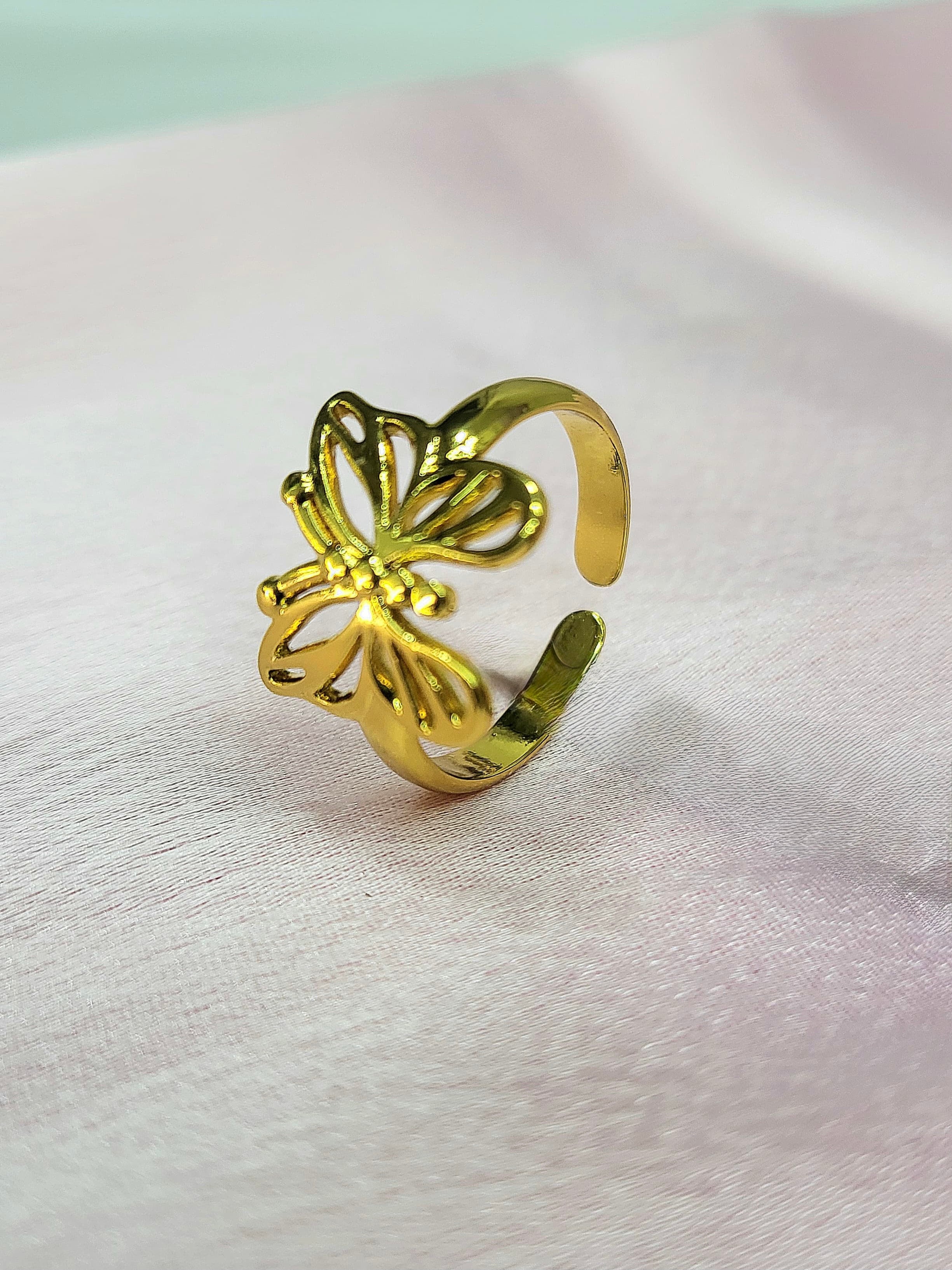 Calyra Gold Filigree Butterfly Open Statement Ring
