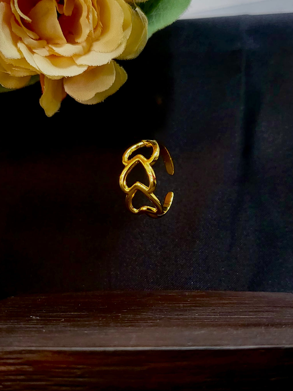 Mirelle Gold Open-Cut Triple Heart Ring