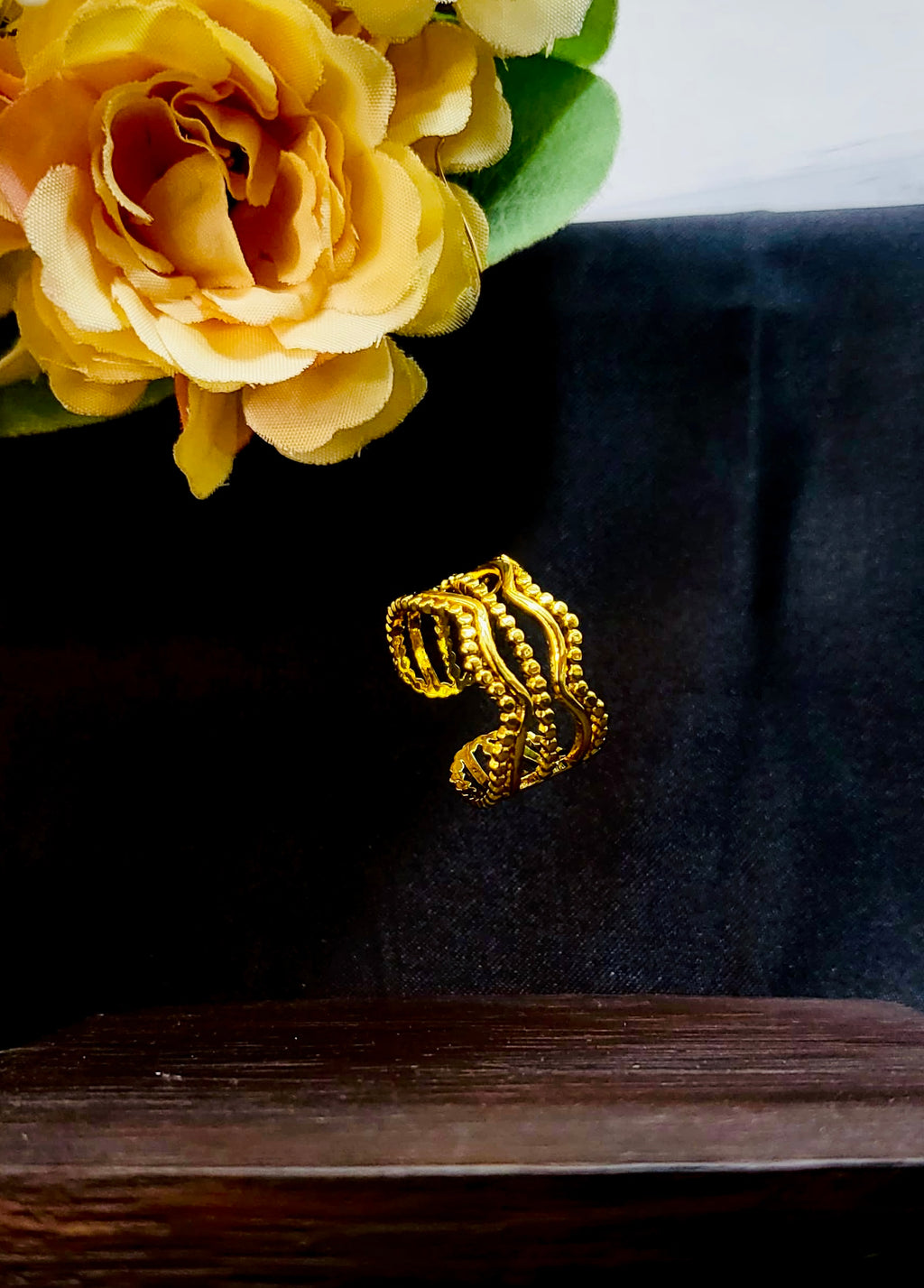Estelle Alternating Smooth and Beaded Multi-Row Wave Ring