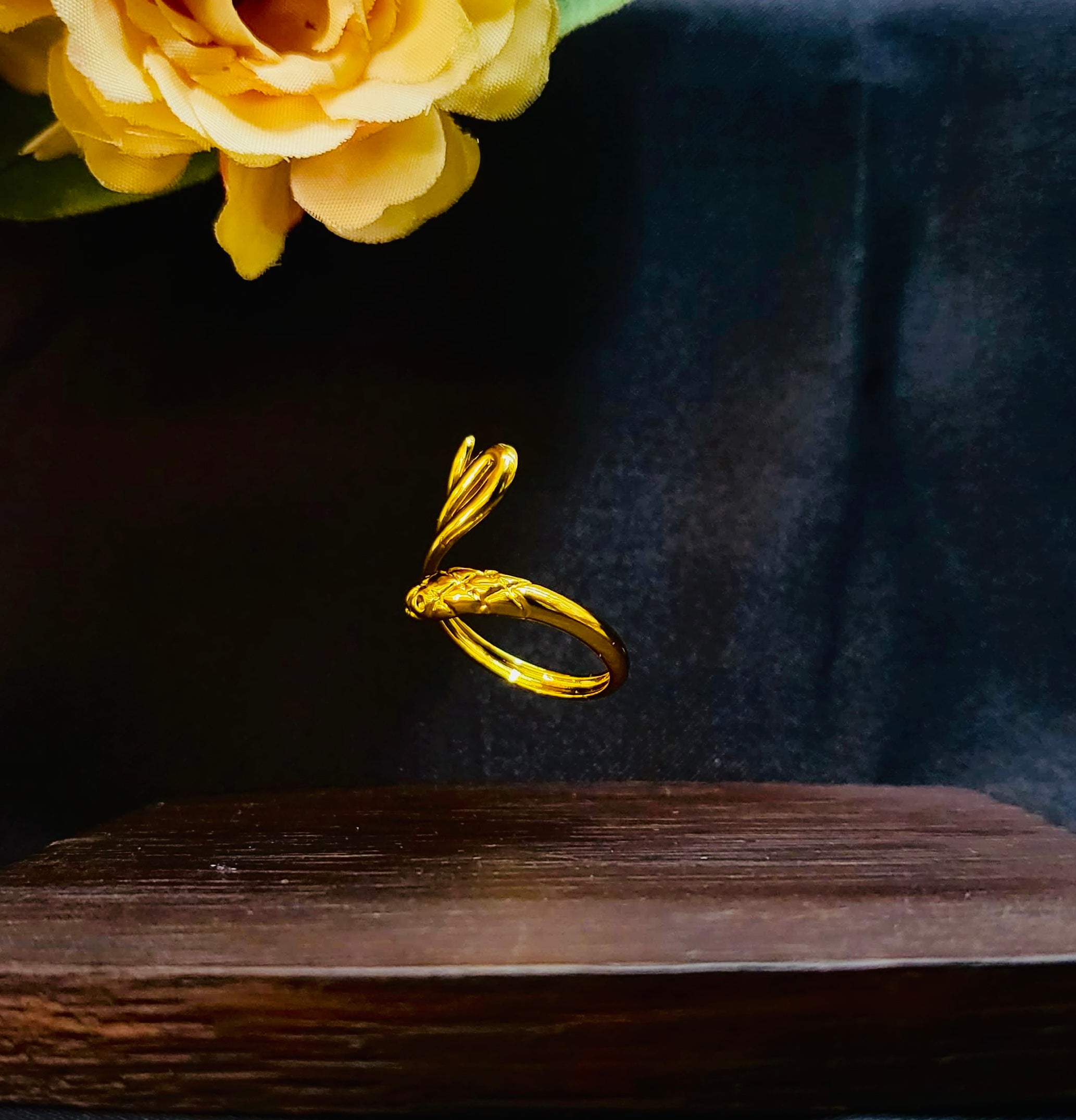 Luxelle Gold Coiled Serpent Snake Bypass Statement Ring