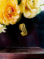 Nyra Gold Plated Stainless Steel Beaded Statement Ring for Women | Adjustable Waterproof Anti-Tarnish Ring