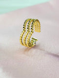 Nyra Gold Plated Stainless Steel Beaded Statement Ring for Women | Adjustable Waterproof Anti-Tarnish Ring