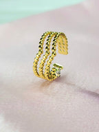 Nyra Gold Plated Stainless Steel Beaded Statement Ring for Women | Adjustable Waterproof Anti-Tarnish Ring